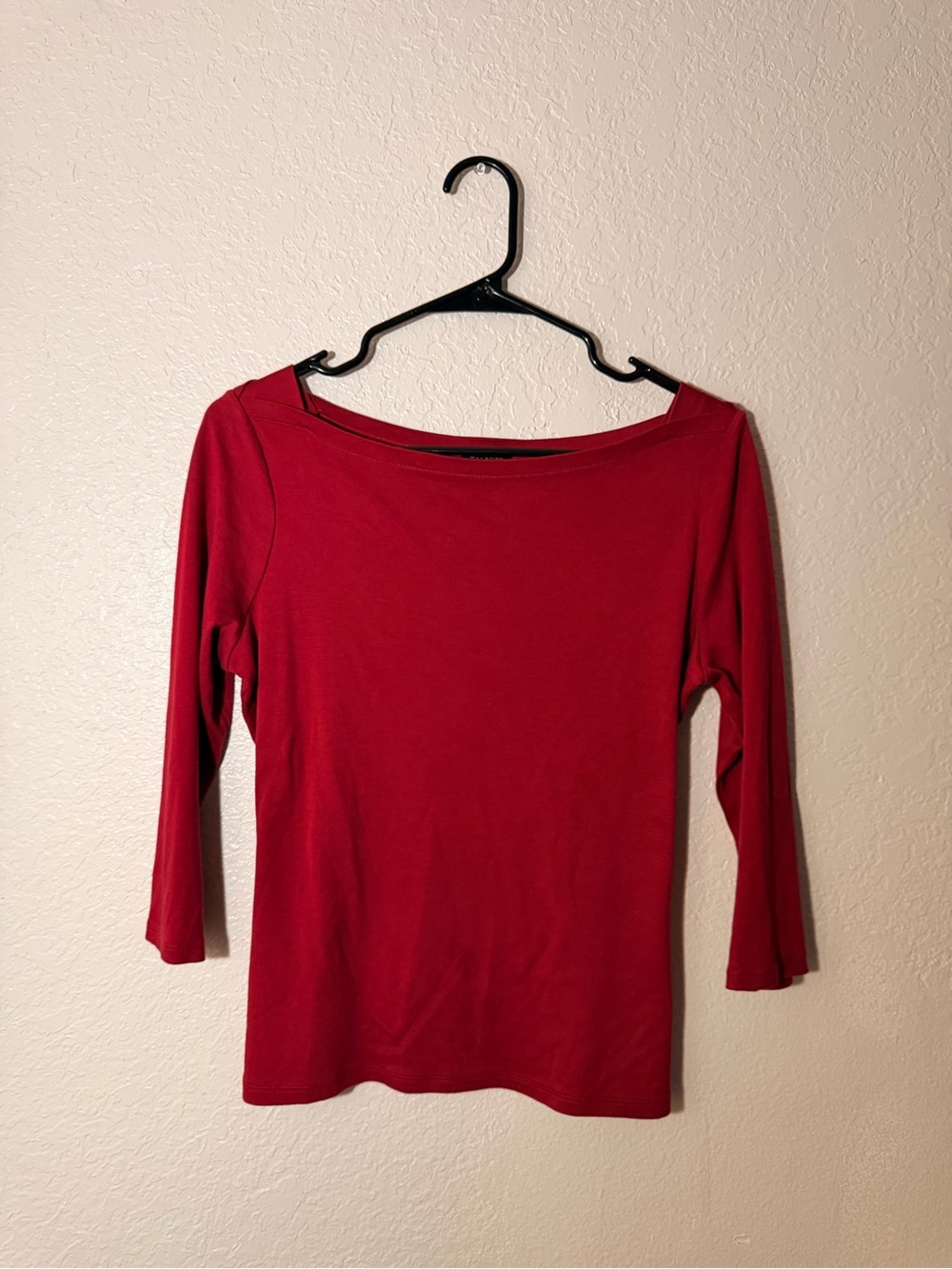 Talbots Crimson Red Boatneck 3/4 Sleeve Top